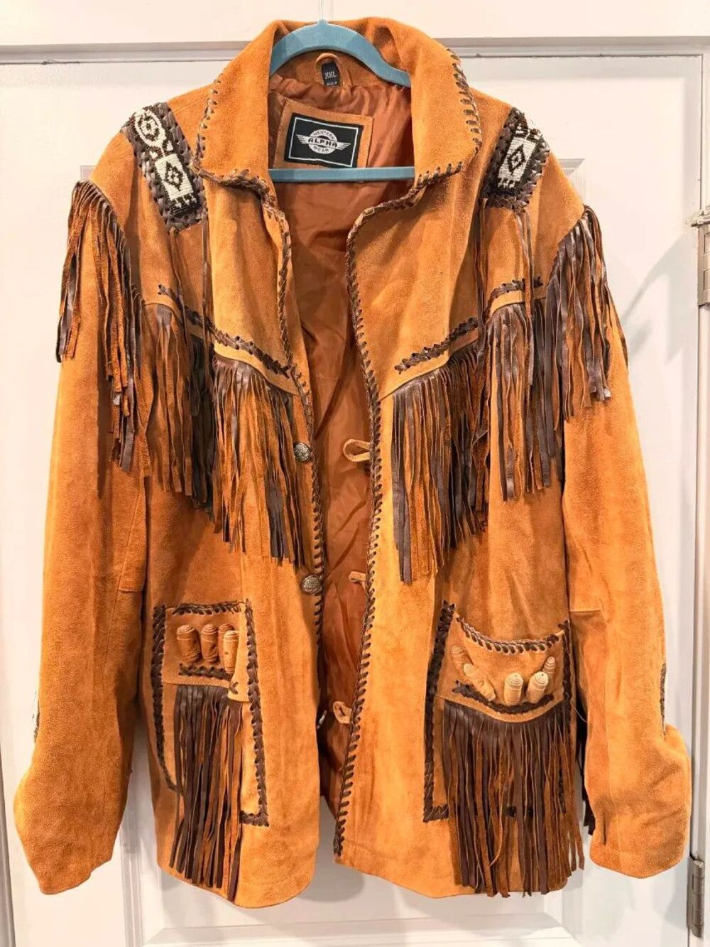 WESTERN ALPHA WEAR Men’s XXL Tan Fringe Southwestern Cowboy Jacket - Picture 6 of 7